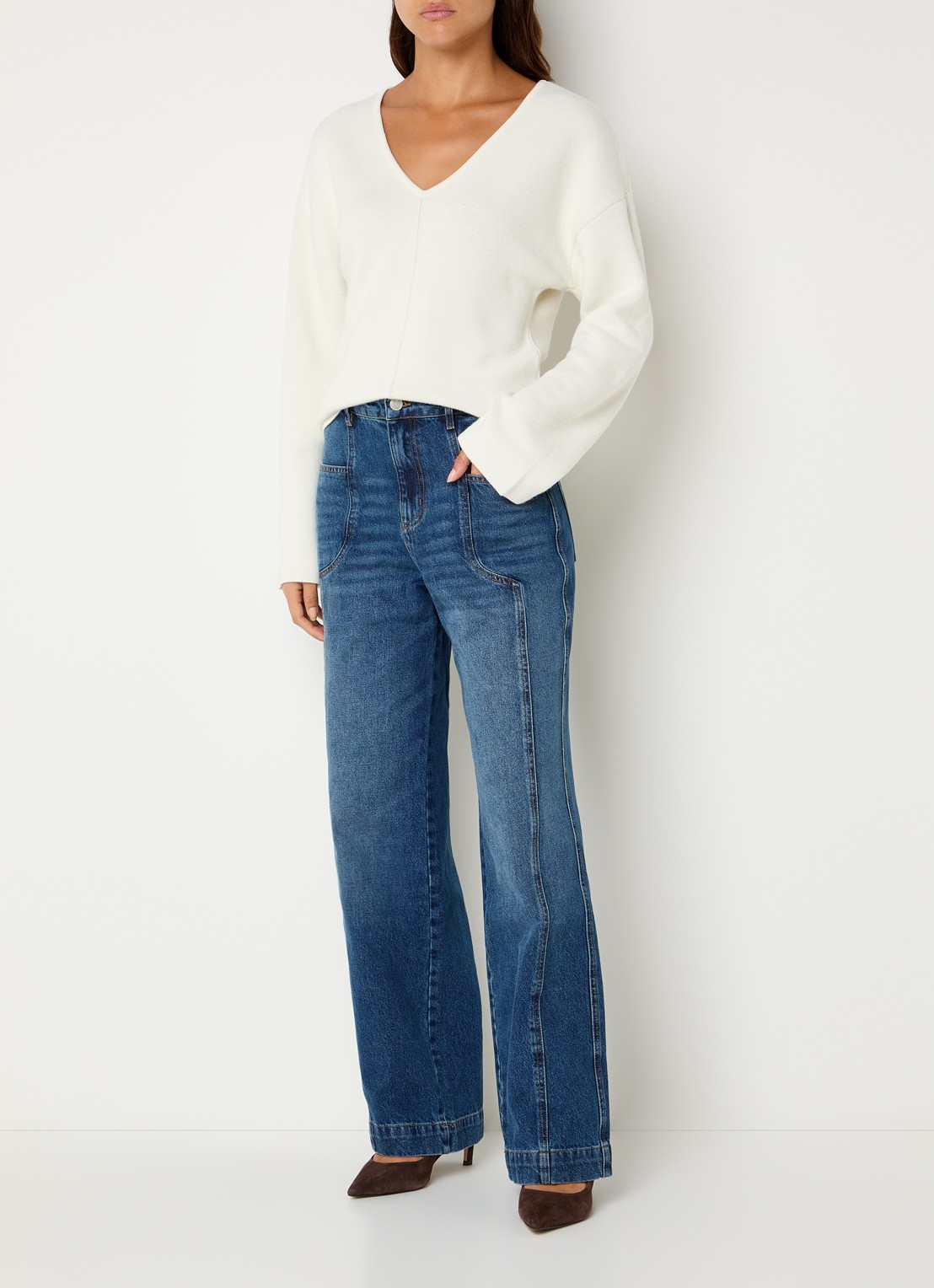 alchemist Lori high waist wide fit jeans met medium wassing - voorkant 2 mid-blue-vintage-q56