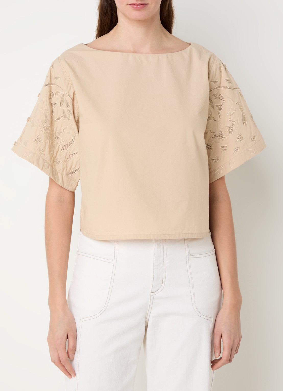 alchemist Lotus tuniek met broderie - detail 4 beige