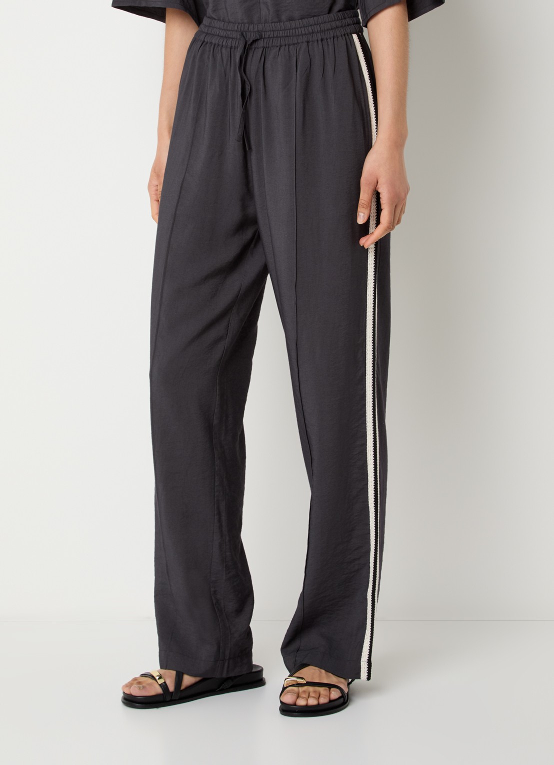 alchemist Lou high waist loose fit broek met borduring - detail 2 antraciet