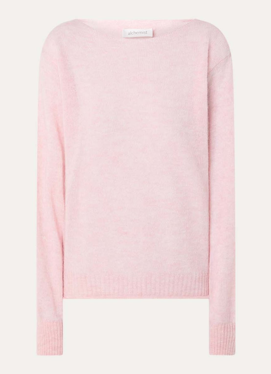alchemist Lupin fijngebreide pullover in scheerwolblend met streepprint - voorkant roze