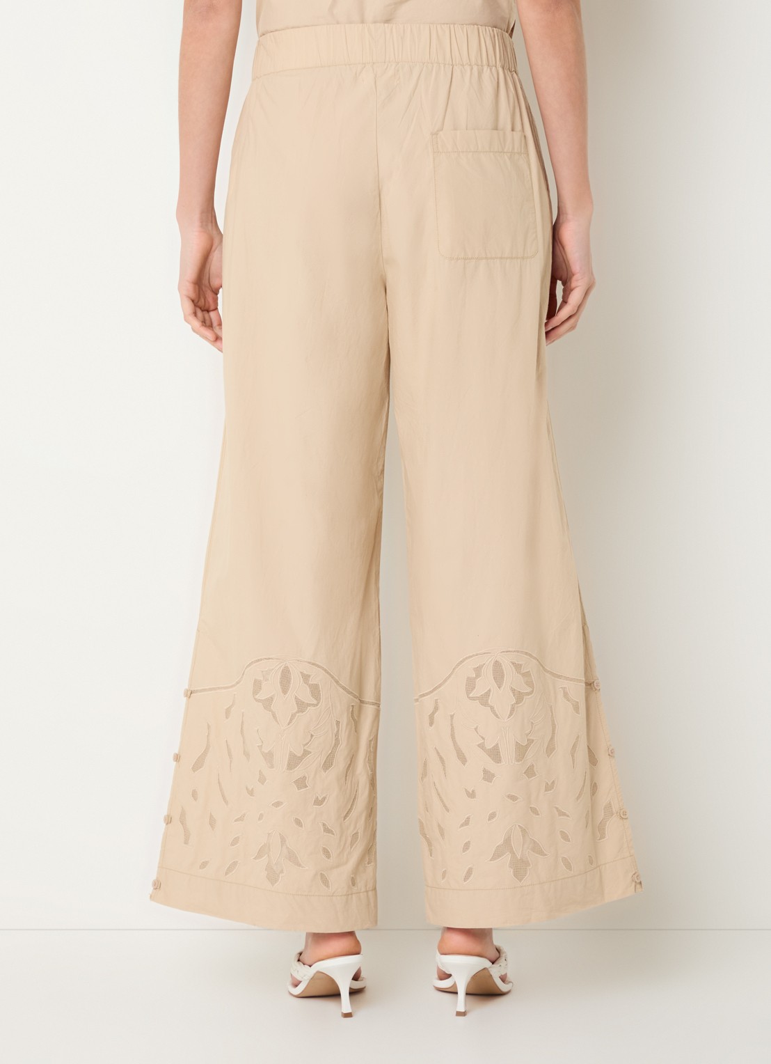 alchemist Moonflower high waist loose fit pantalon met broderie - achterkant beige