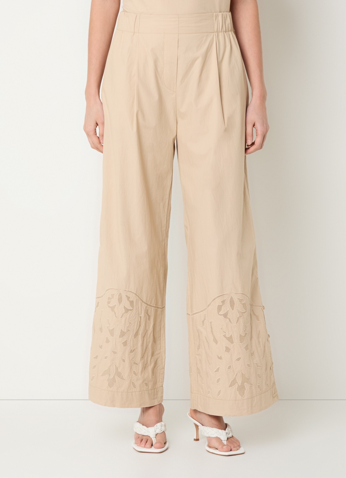 alchemist Moonflower high waist loose fit pantalon met broderie - detail 4 beige