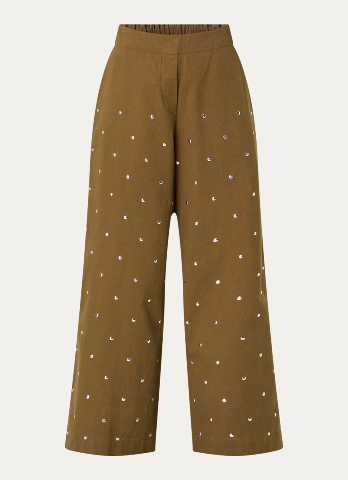 alchemist Moonflower high waist wide fit cullote met studs - voorkant 2 mosgroen