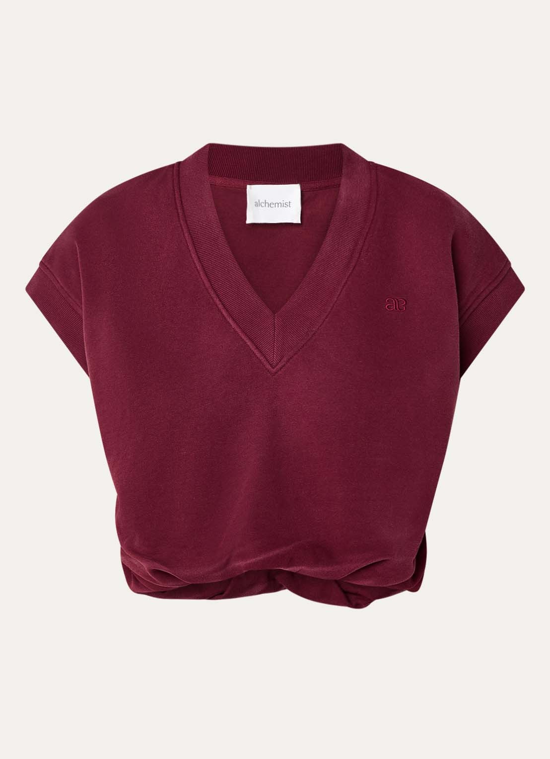 alchemist Ola sweater met V-hals en logoborduring - voorkant bordeauxrood