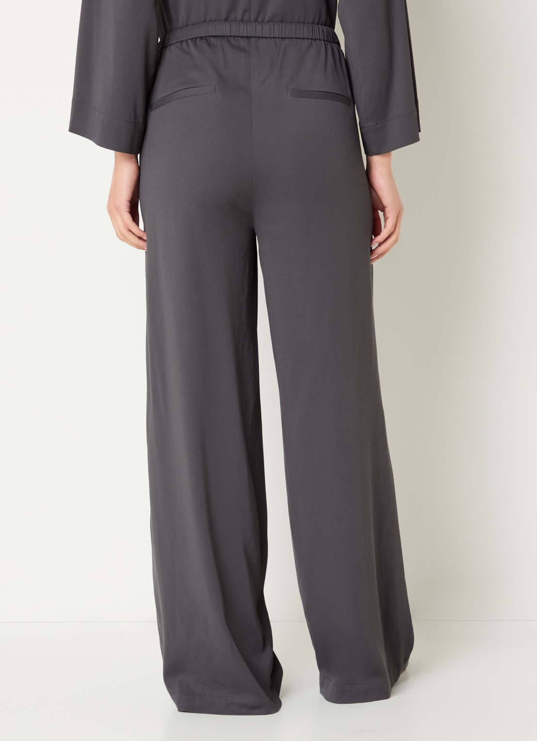 alchemist Sammy high waist wide fit broek met steekzakken - achterkant antraciet