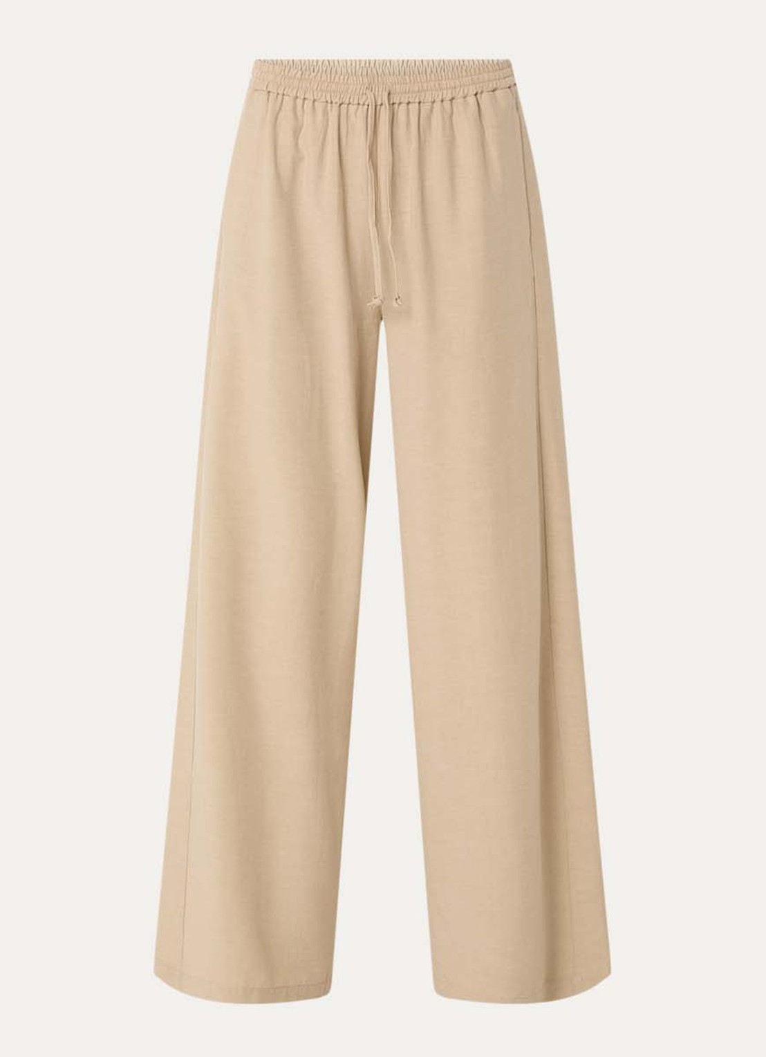 alchemist Sammy mid waist loose fit pantalon in linnenblend met steekzakken - voorkant 3 beige