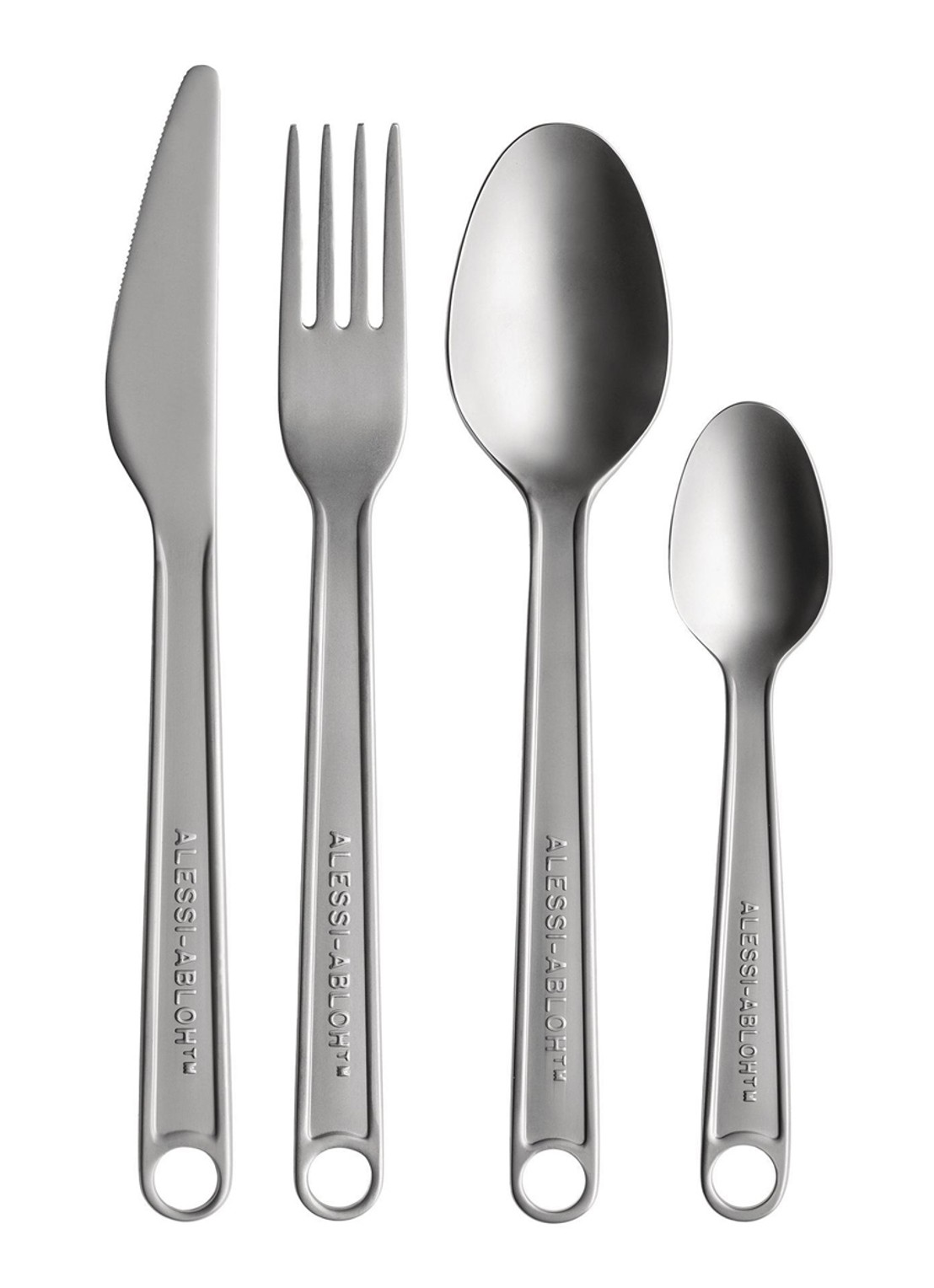 Alessi Conversational Objects by Virgil Abloh bestekset 4-delig - voorkant 5 zilver