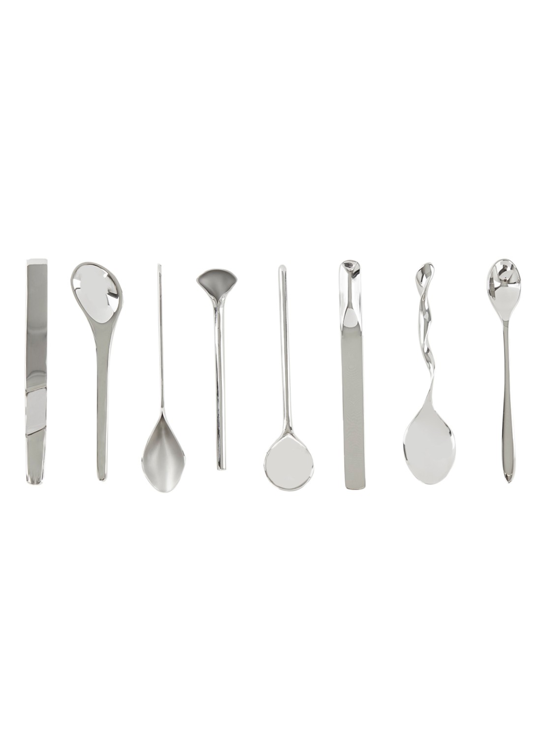 Alessi Koffielepel set van 8 - voorkant 2 zilver