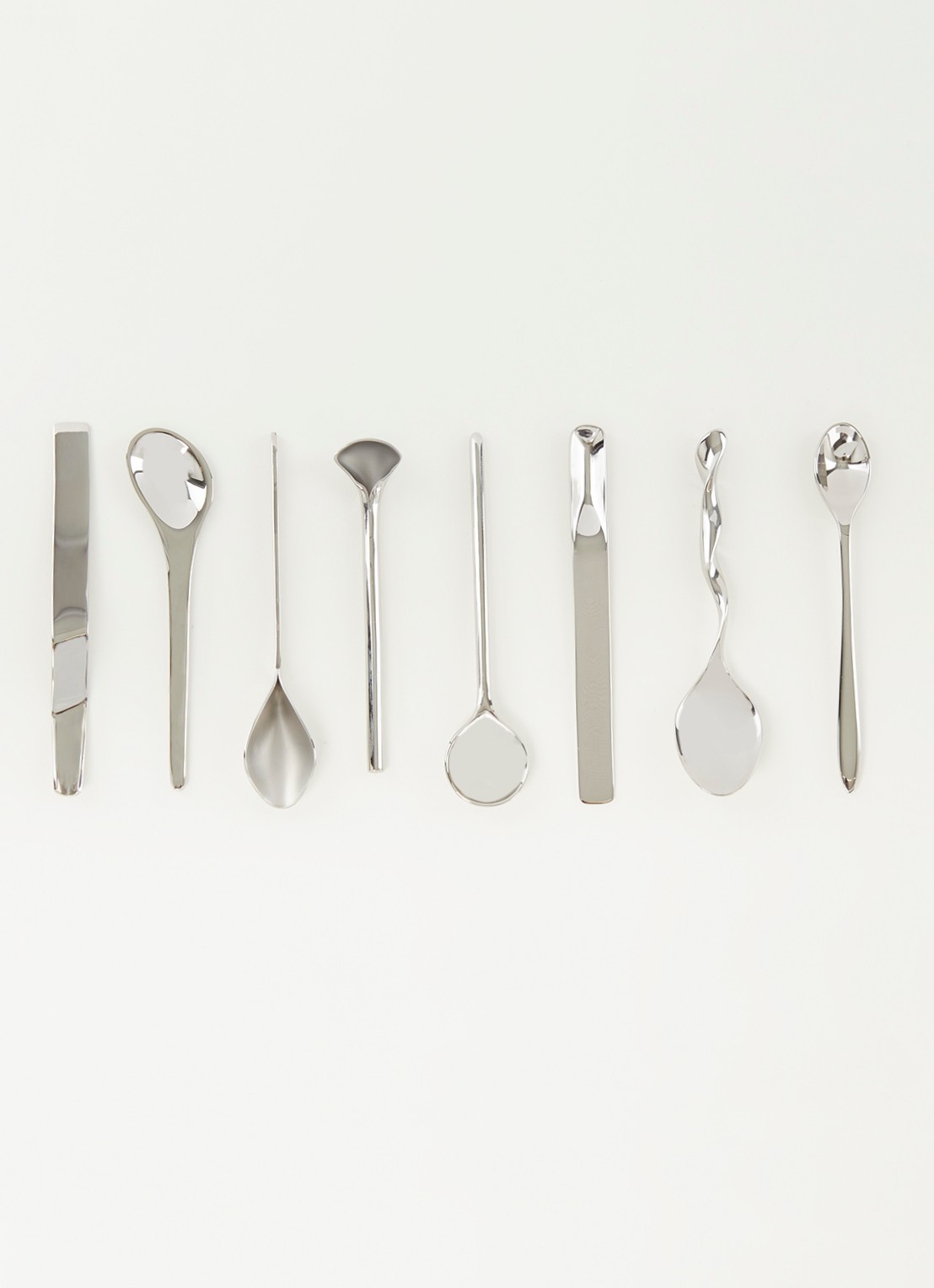 Alessi Koffielepel set van 8 - voorkant 3 zilver