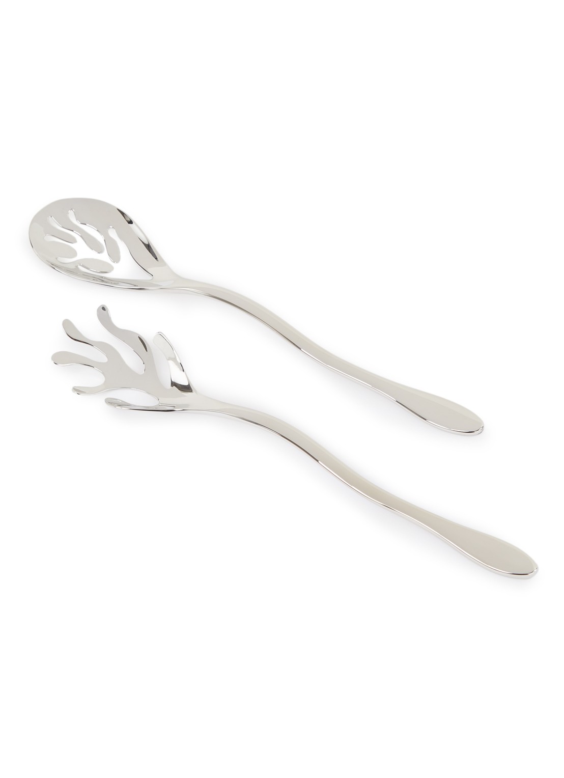 Alessi Mediterraneo saladebestek set van 2 - voorkant zilver