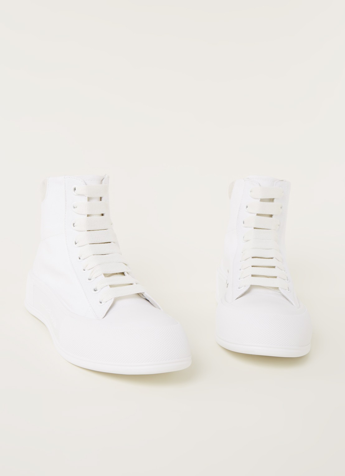 Alexander McQueen Deck Plimsoll sneaker van canvas met suède details - detail 3 gebroken wit