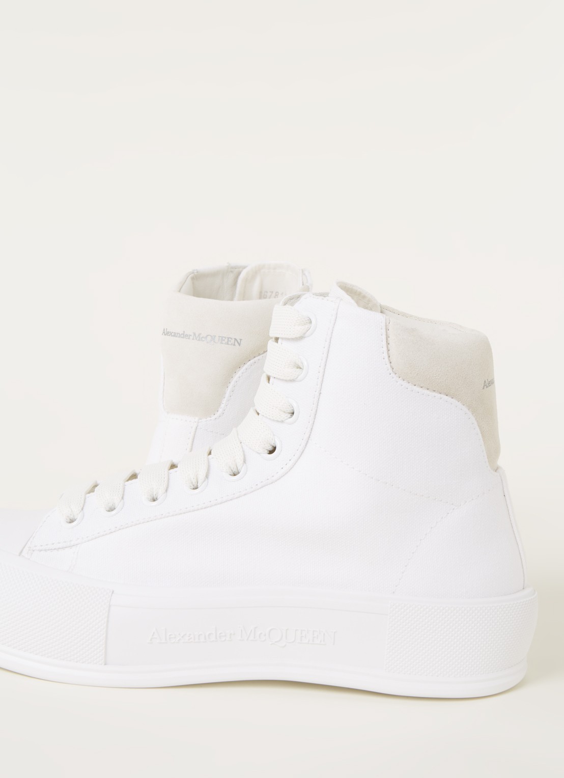 Alexander McQueen Deck Plimsoll sneaker van canvas met suède details - detail 6 gebroken wit