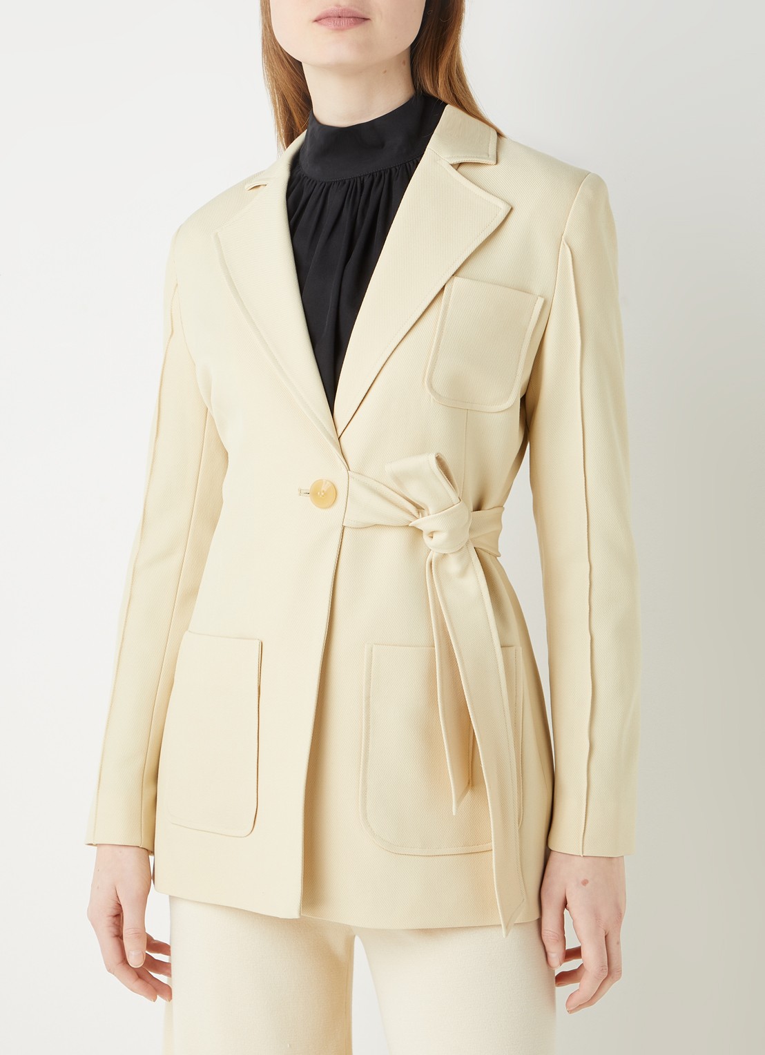 Aligne Ferran blazer met strikceintuur - detail 4 vanillegeel