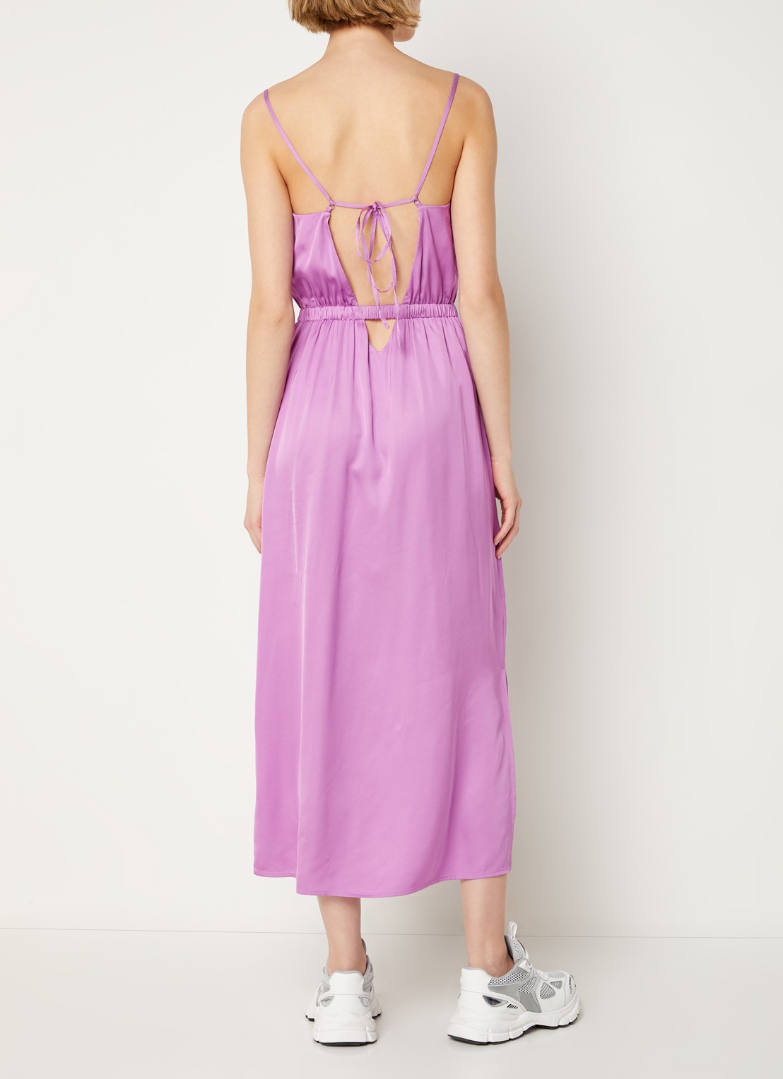 Aligne Francesca maxi jurk met rugdecolleté en stretch - achterkant lila