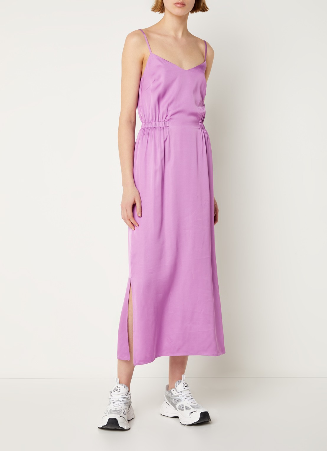 Aligne Francesca maxi jurk met rugdecolleté en stretch - voorkant 3 lila