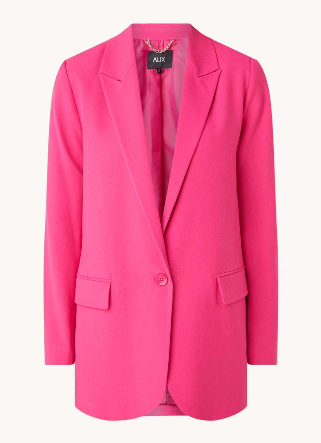 Alix The Label Longline blazer met klepzakken - voorkant roze