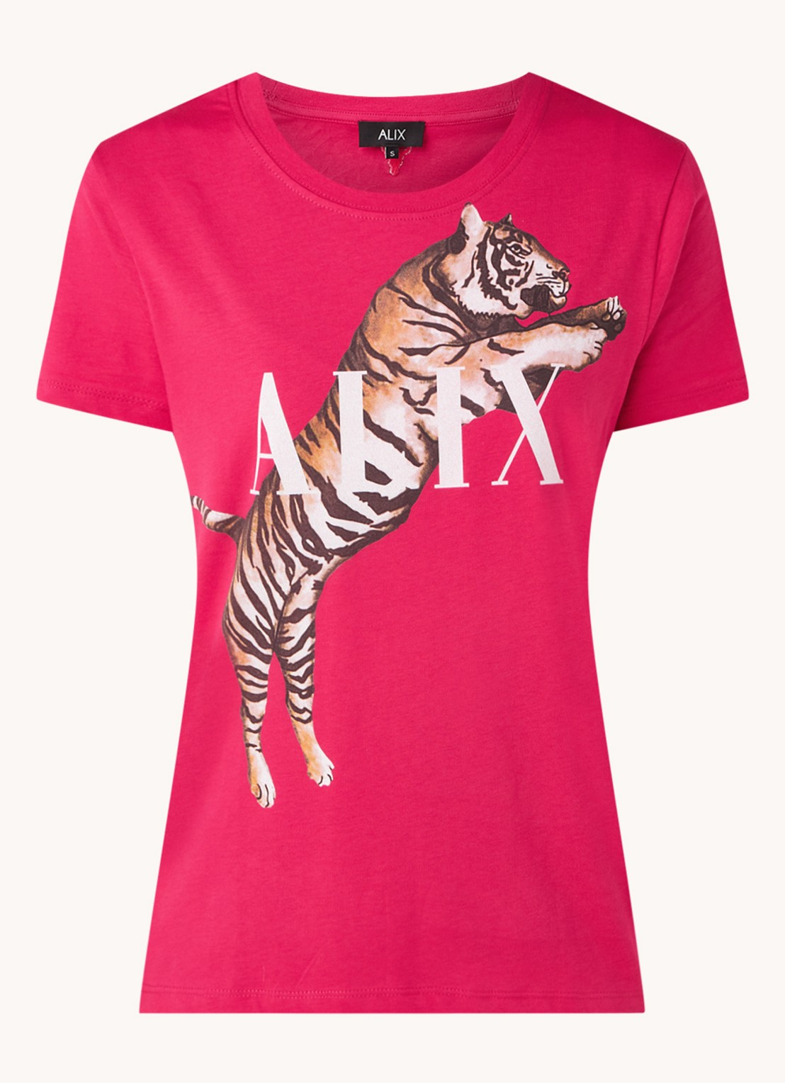 Alix The Label T-shirt met logoprint - voorkant 2 donkerroze