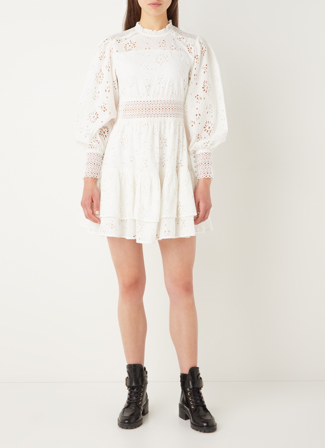 ALLSAINTS Annasia mini tuniekjurk van broderie - voorkant 4 wit