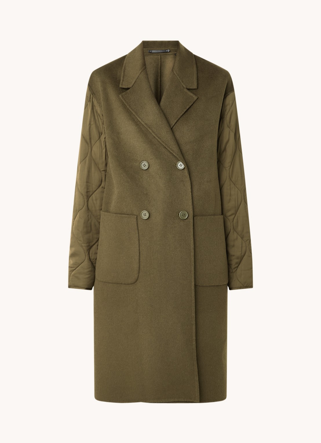 ALLSAINTS Florence mantel in wolblend - voorkant 3 bronsgroen