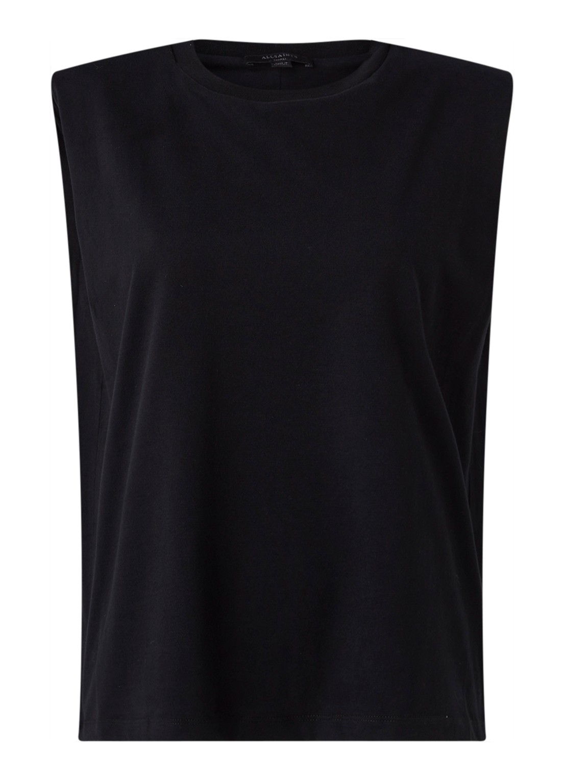 ALLSAINTS Mika mouwloze top met schoudervulling - voorkant 3 zwart