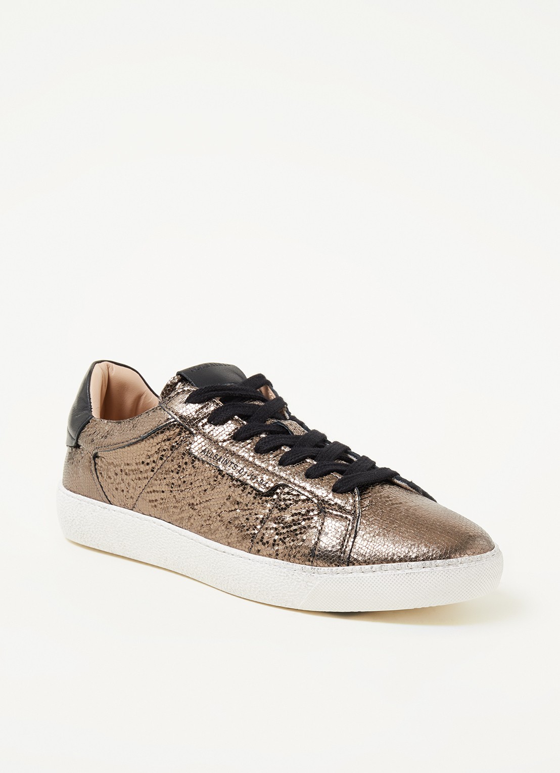 ALLSAINTS Sheer shimmer sneaker met metallic finish - voorkant goud