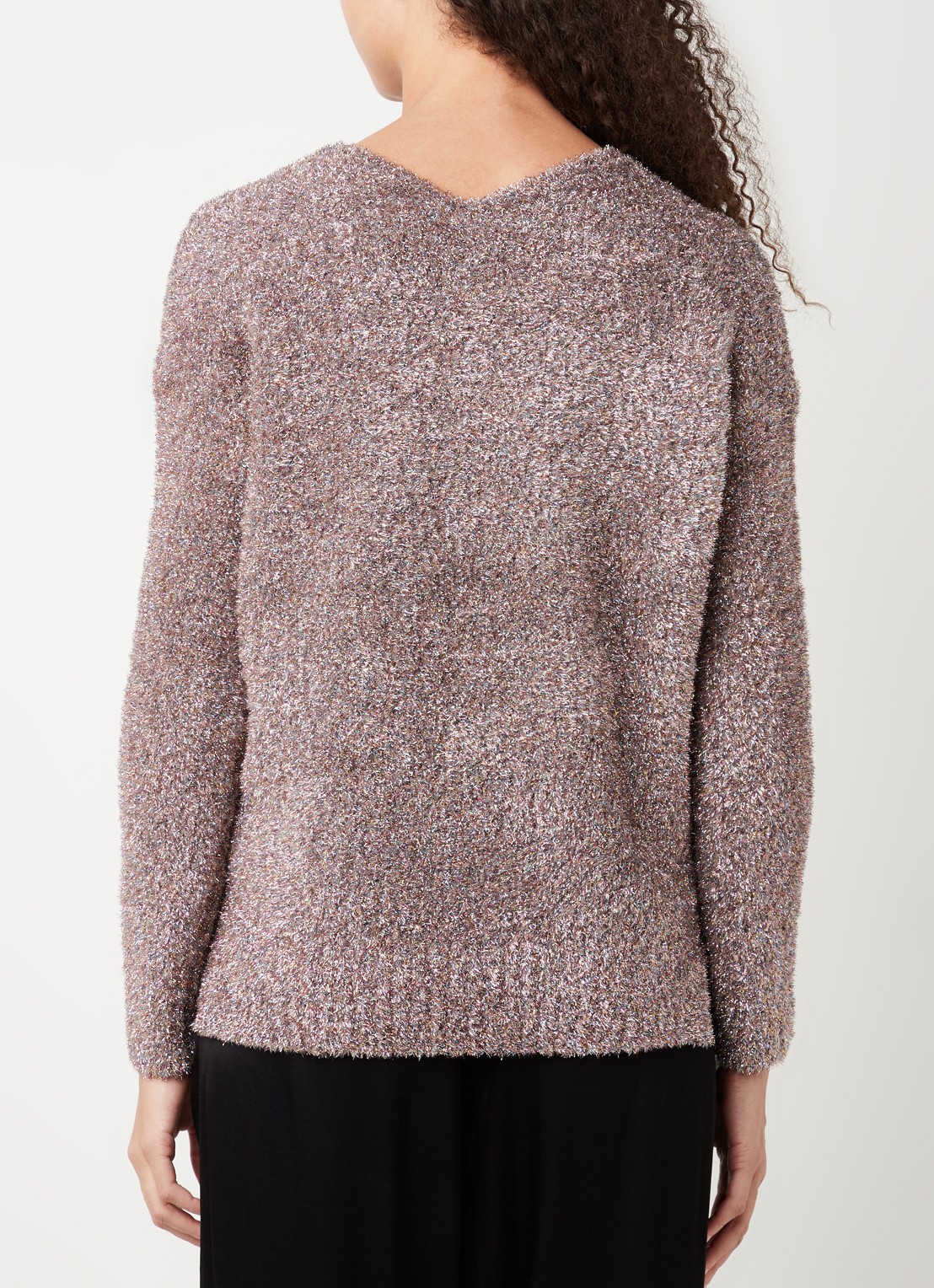 ALLSAINTS Sparkle trui met lurex en V-hals - achterkant 4 oudroze