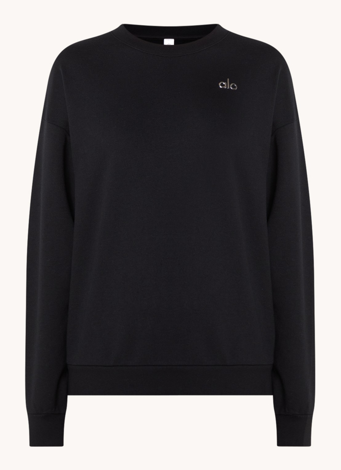 Alo Yoga Accolade sweater met logo - voorkant 2 zwart