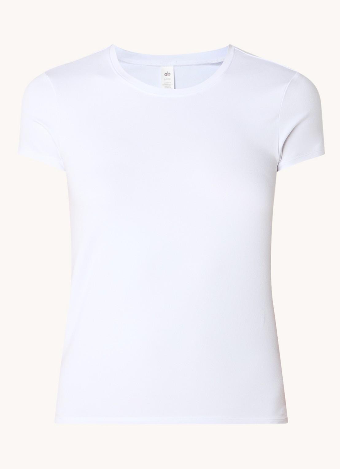 Alo Yoga Finesse trainings T-shirt met logo - voorkant 2 wit
