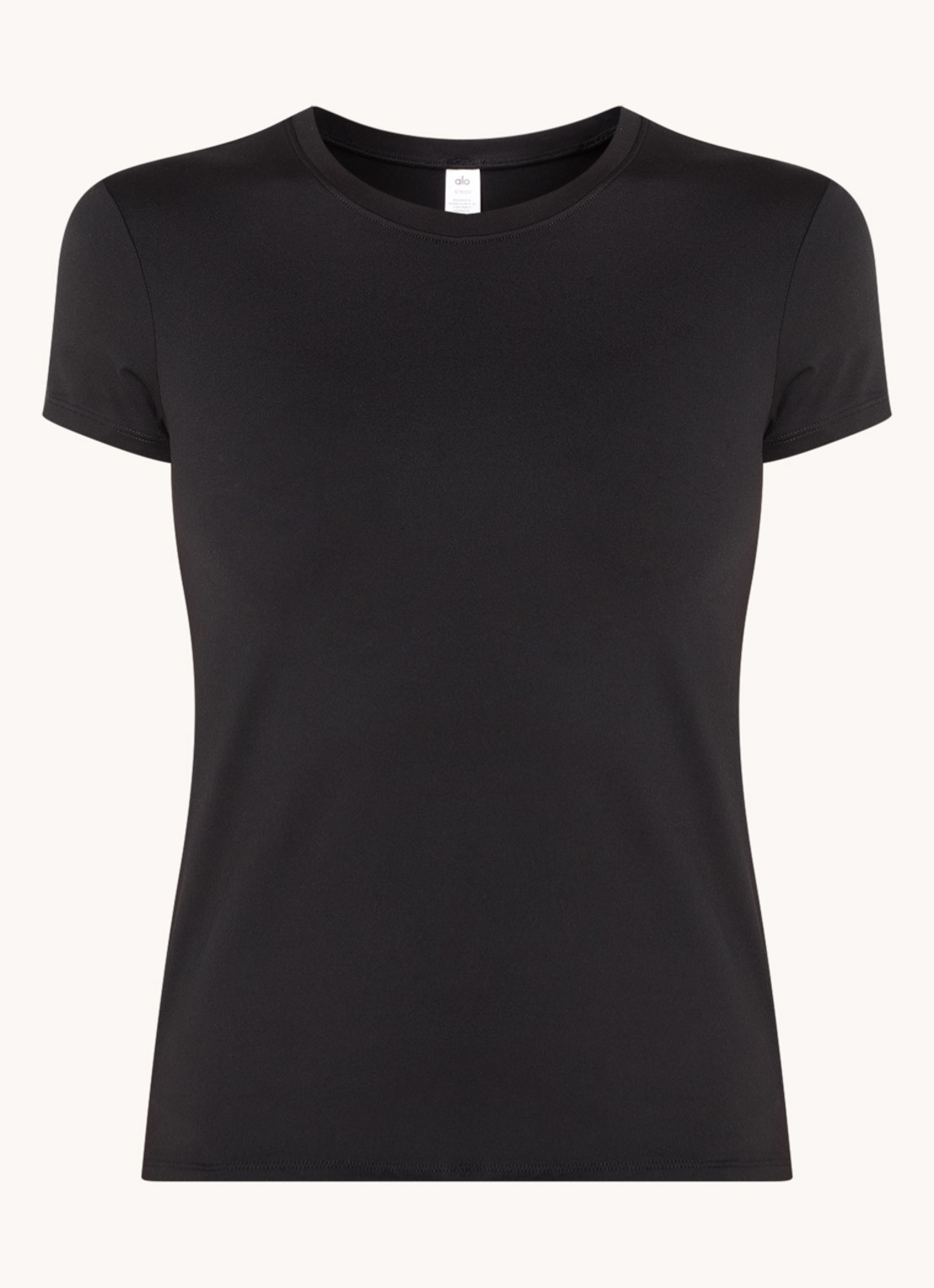 Alo Yoga Finesse trainings T-shirt met logo - voorkant 3 zwart
