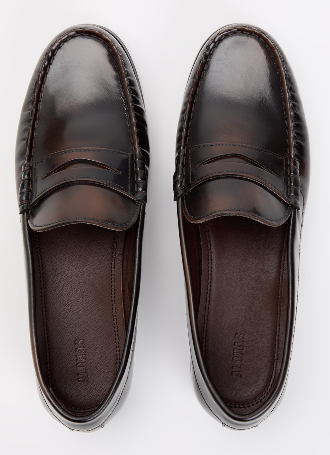 ALOHAS Rivet loafer van leer - detail 4 donkerbruin