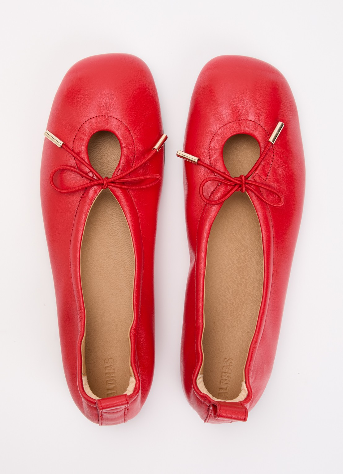 ALOHAS Rosalind ballerina van schapenleer - detail 3 rood