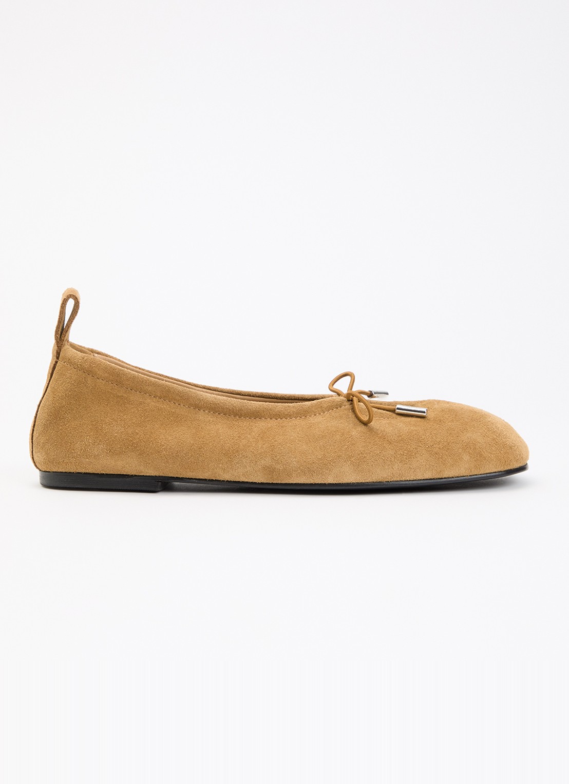 ALOHAS Rosalind ballerina van suède - voorkant 5 camel