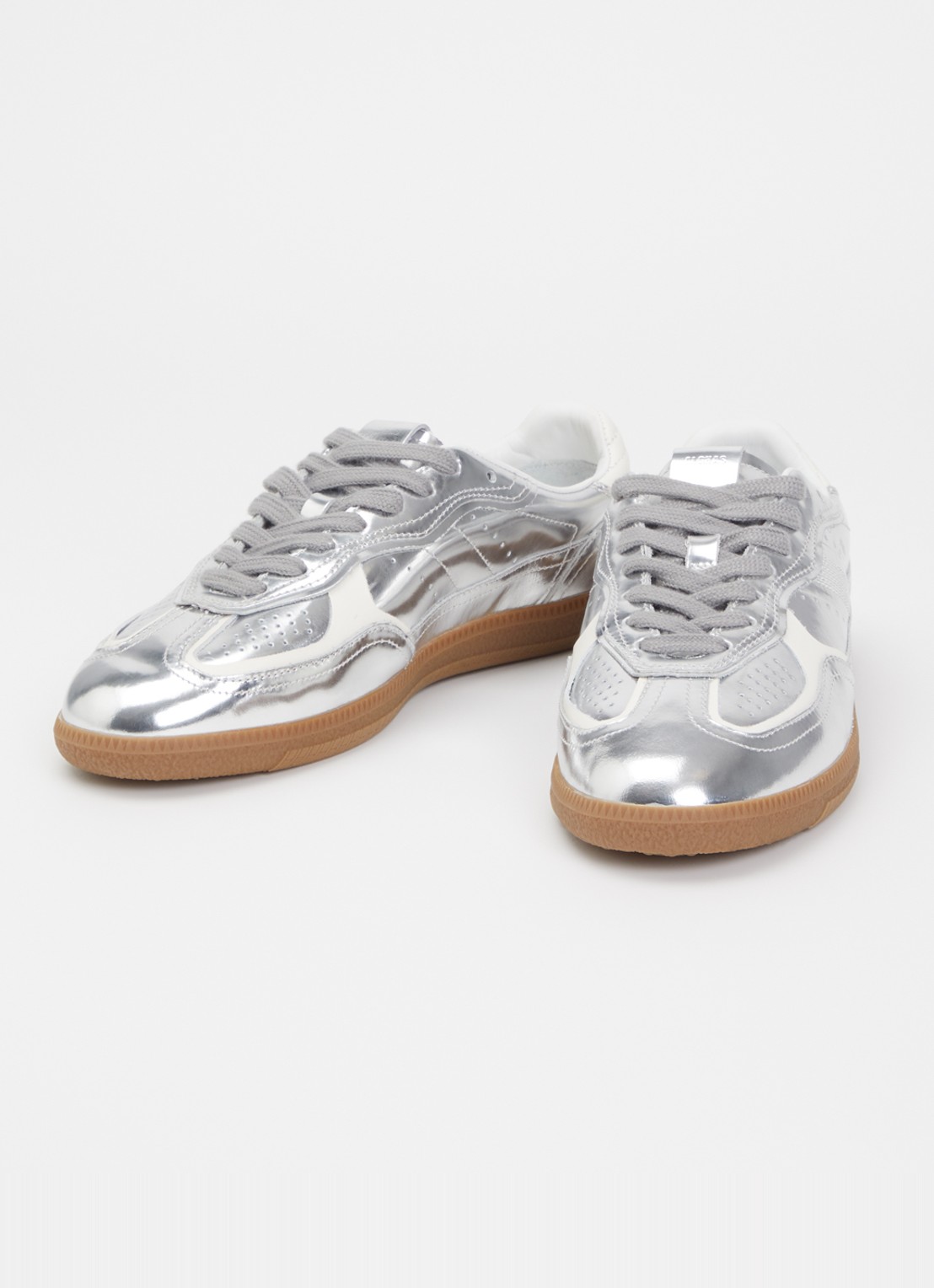 ALOHAS TB.490 Rife sneaker van leer met metallic finish - detail zilver