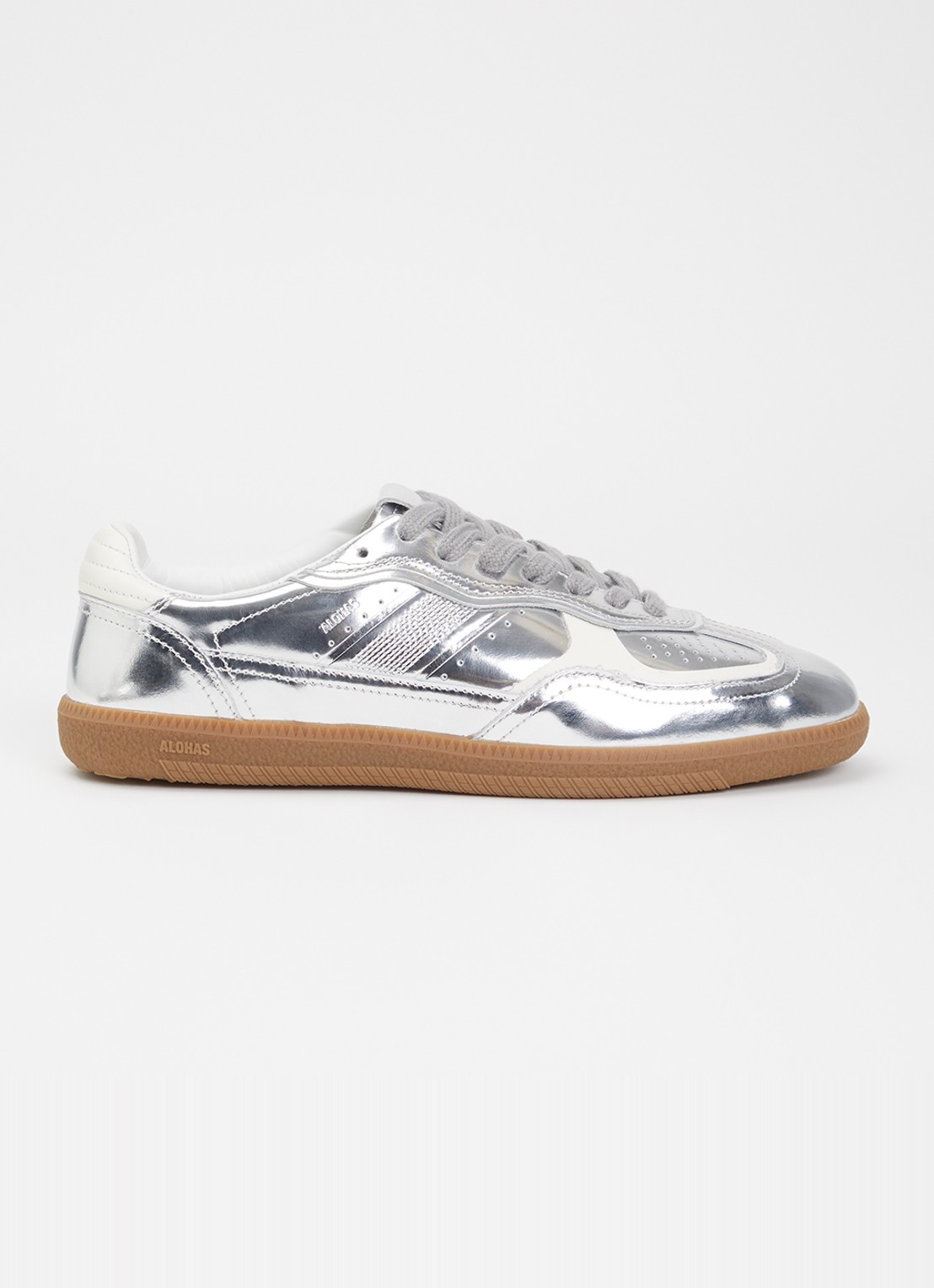 ALOHAS TB.490 Rife sneaker van leer met metallic finish - voorkant 4 zilver