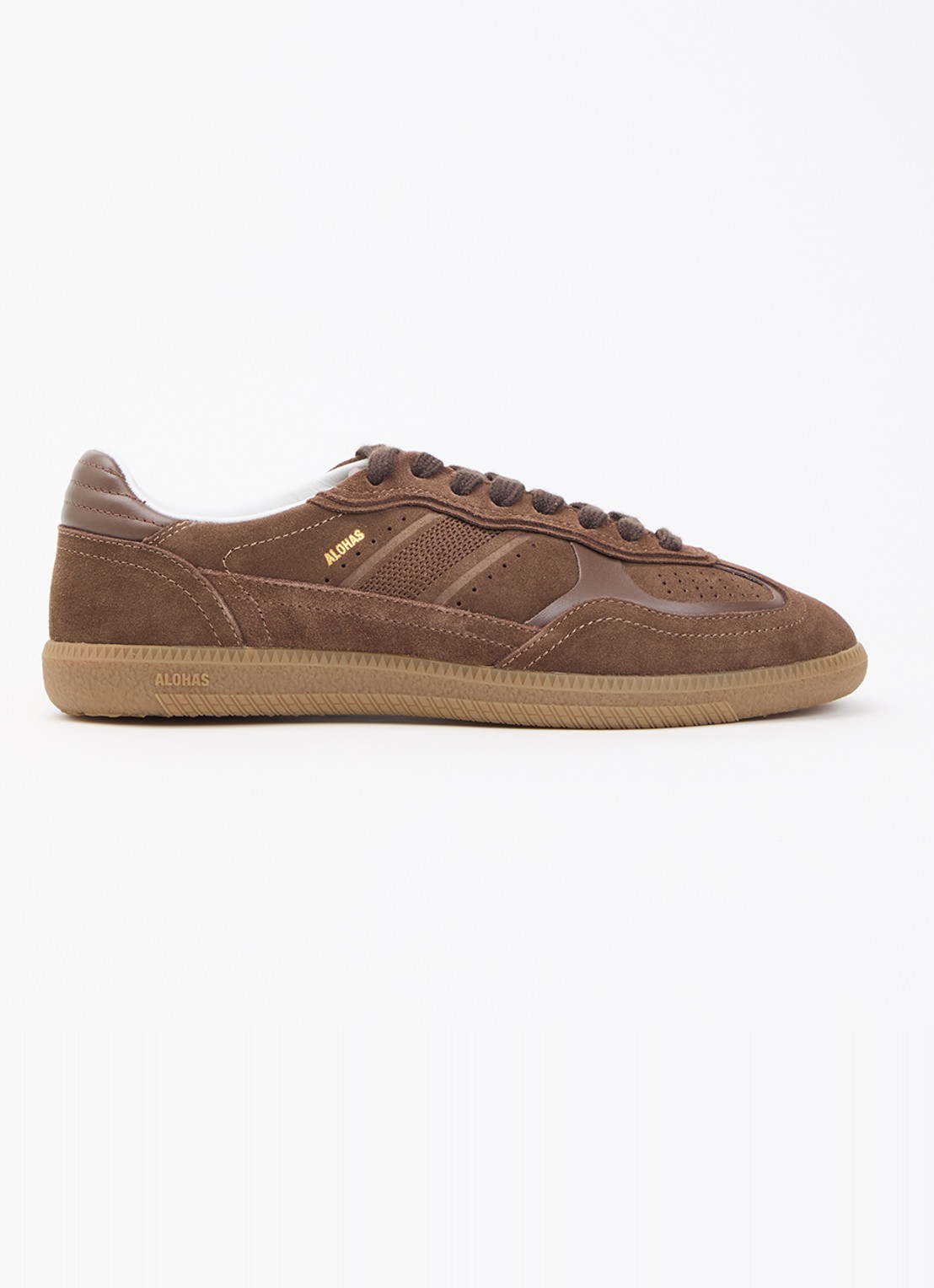 ALOHAS Tb.490 Rife sneaker van suède met leren details - voorkant 5 bruin