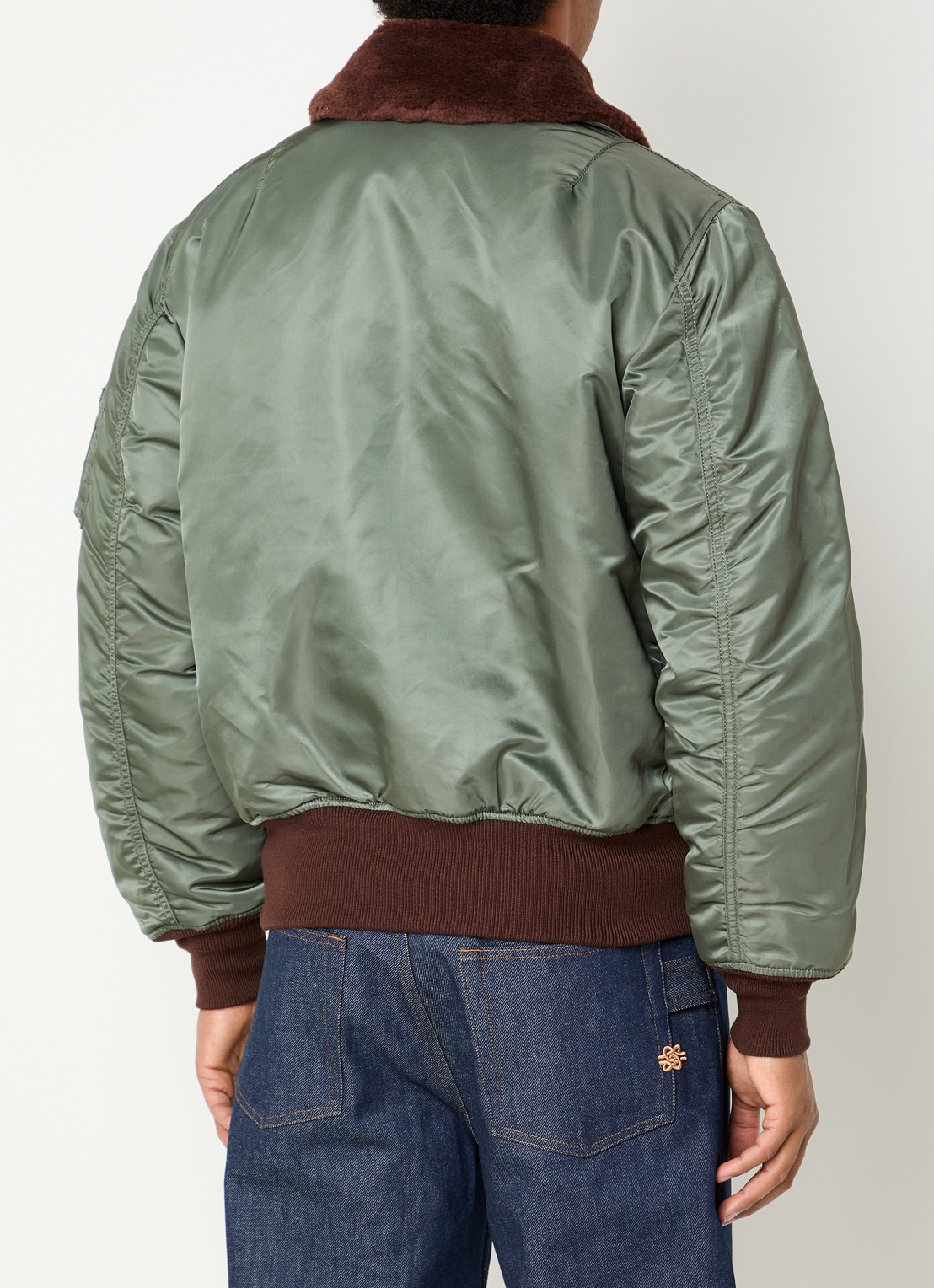Alpha Industries B-15 Vintage gewatteerd bomberjack met afneembare kraag van imitatiebont - achterkant 4 bronsgroen