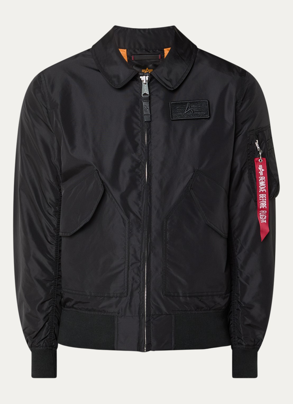 Alpha Industries CWU-36 bomberjack met klepzakken - voorkant 2 zwart
