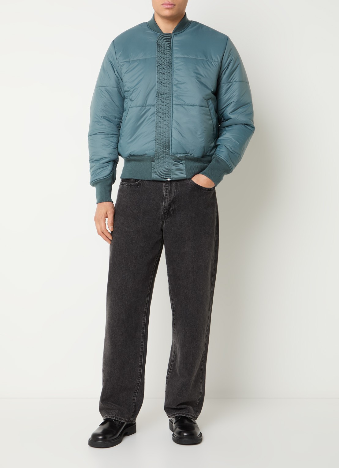 Alpha Industries MA-1 Base Flight reversible gewatteerd bomberjack met steekzakken - voorkant 4 petrol