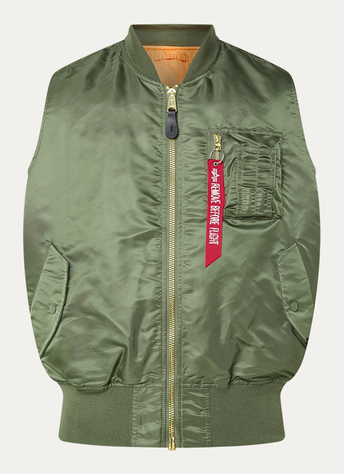 Alpha Industries Ma-1 bodywarmer met klepzakken - voorkant legergroen
