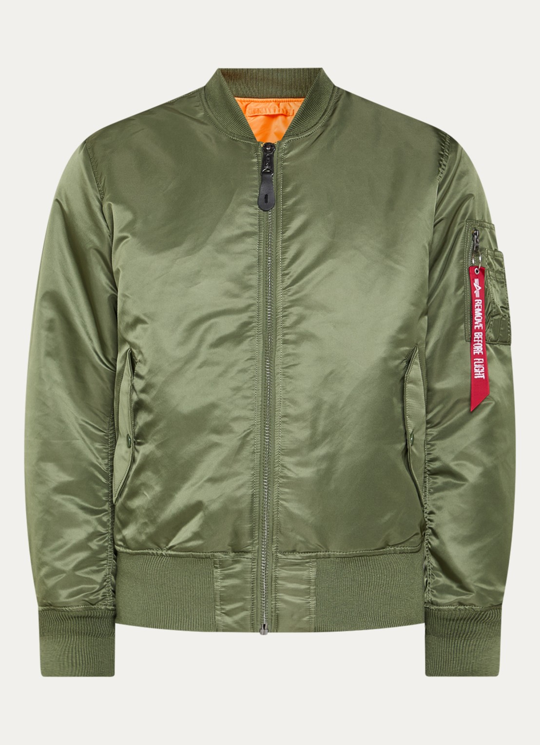 Alpha Industries MA-1 gewatteerd bomberjack met klepzakken - voorkant 2 olijfgroen