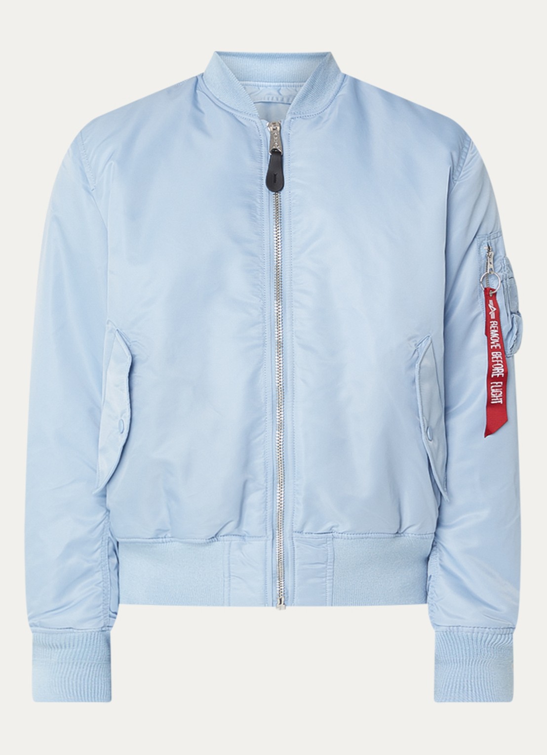 Alpha Industries MA-1 gewatteerd bomberjack met klepzakken - voorkant 2 lichtblauw