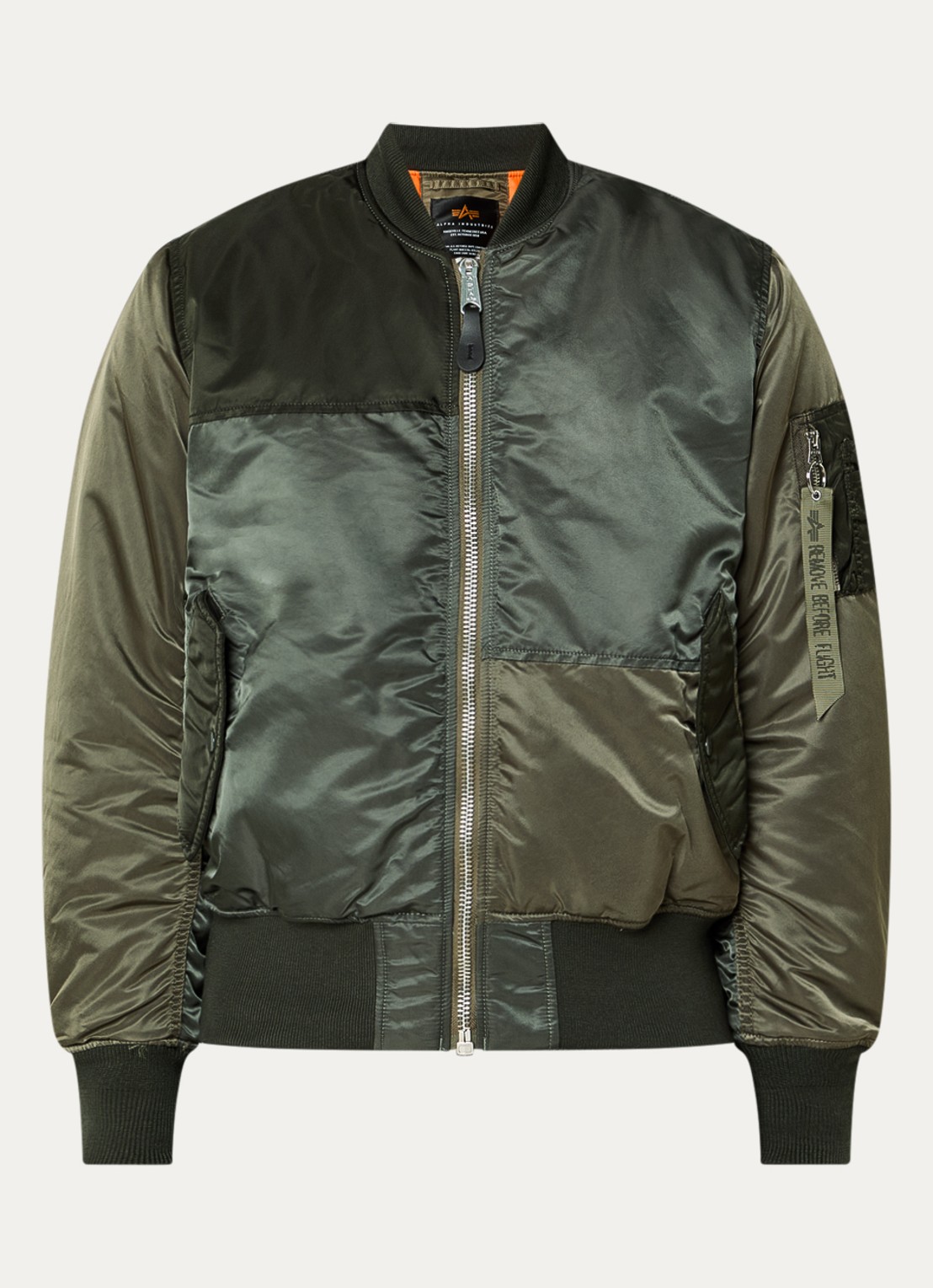 Alpha Industries MA-1 gewatteerd bomberjack met steekzakken - voorkant groen