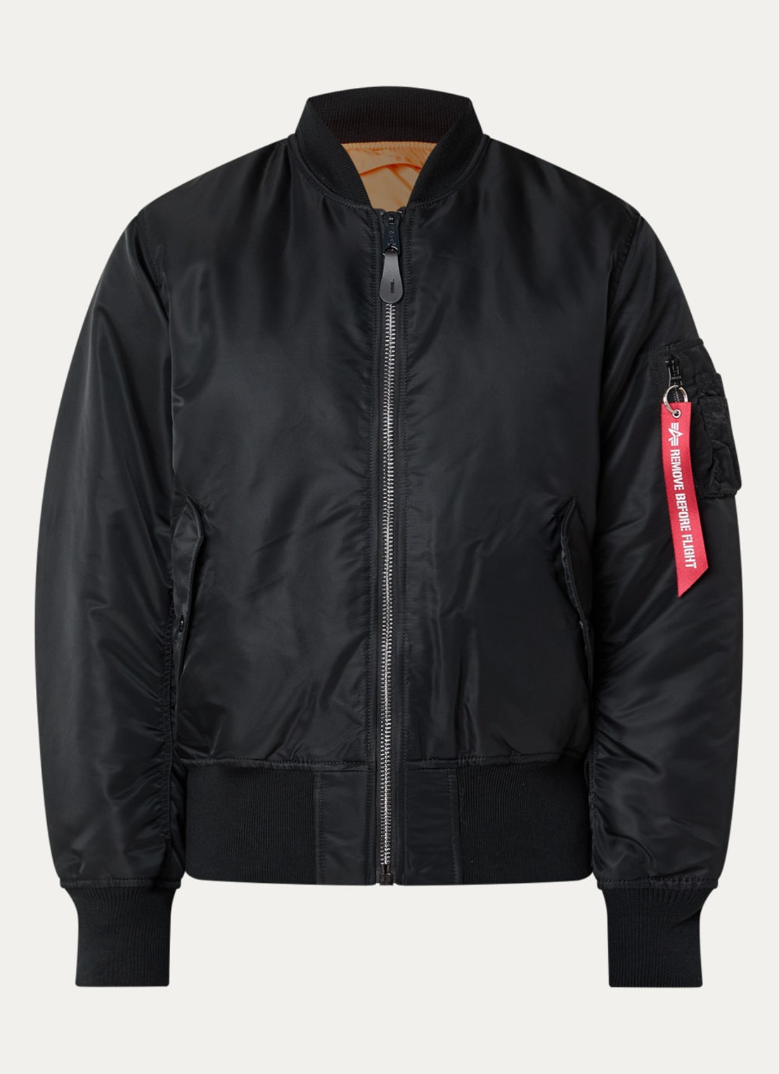 Alpha Studio MA-1 Heritage reversible gewatteerd bomberjack met klepzakken - voorkant 2 zwart