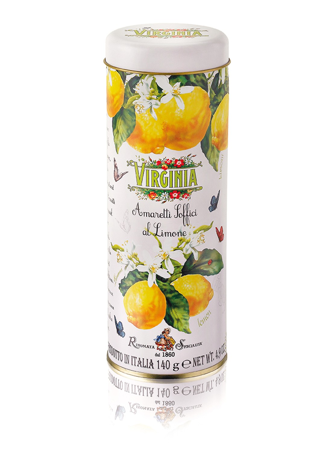Amaretti Virginia Soft Lemon amaretti koekjes in blik 140 gram - voorkant undefined