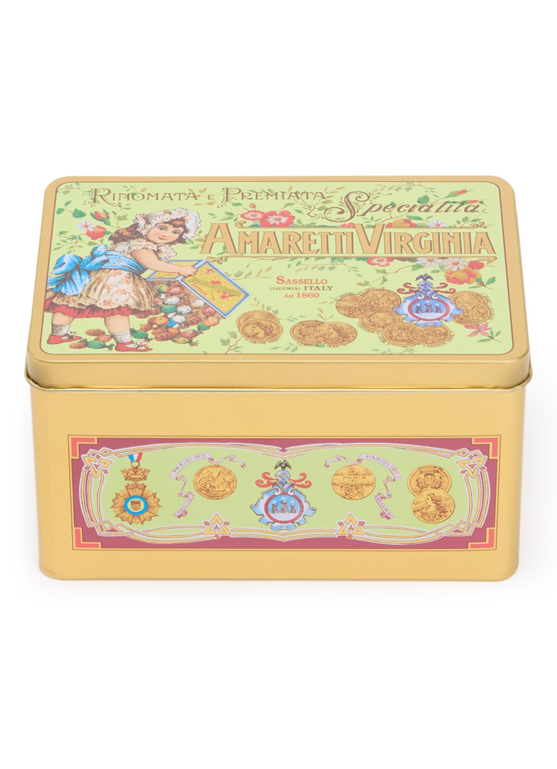 Amaretti Virginia Virginia amaretti koekjes in blik 220 gram - voorkant undefined