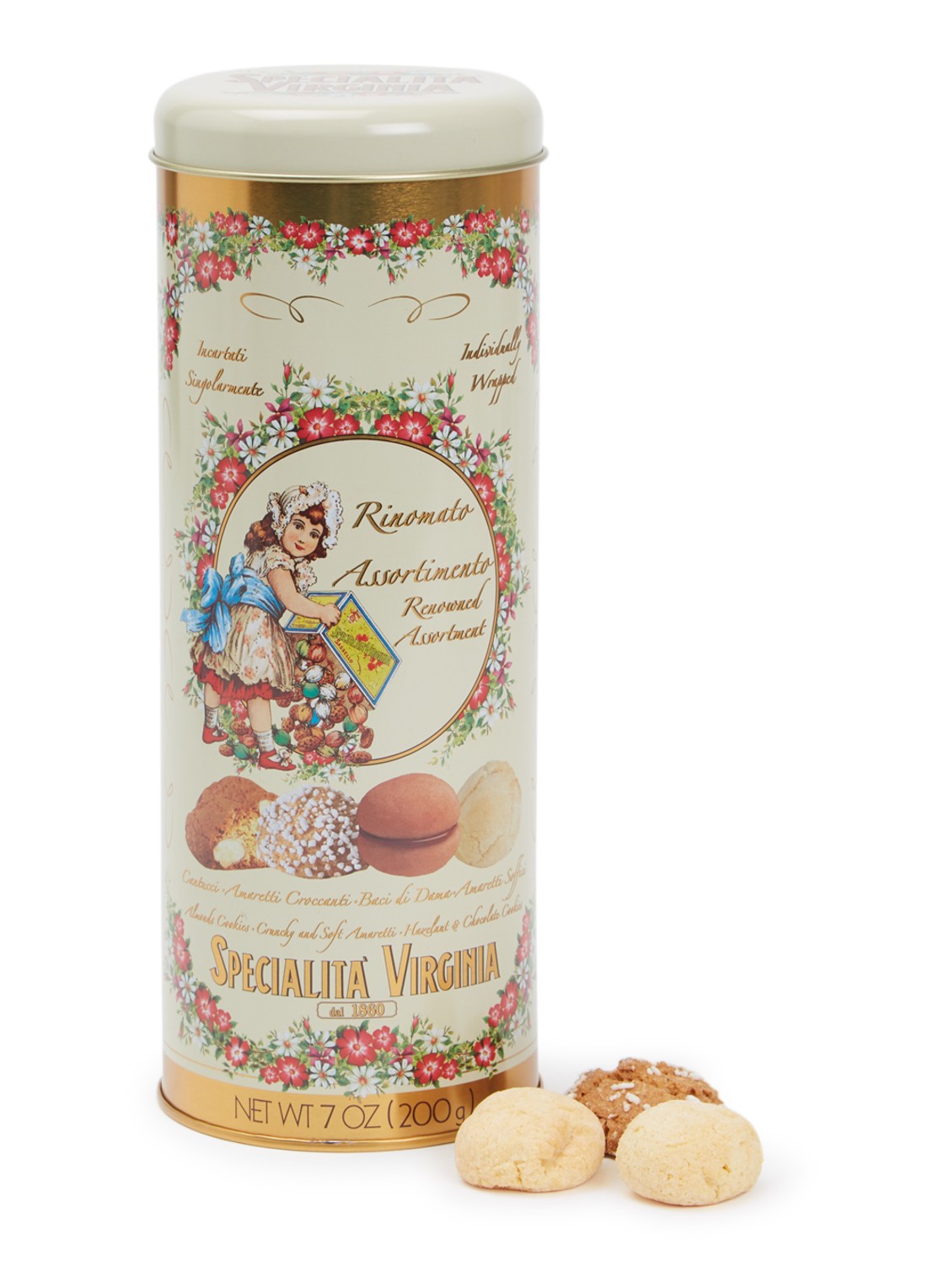 Amaretti Virginia Virginia koekjes in blik 200 gram - voorkant undefined