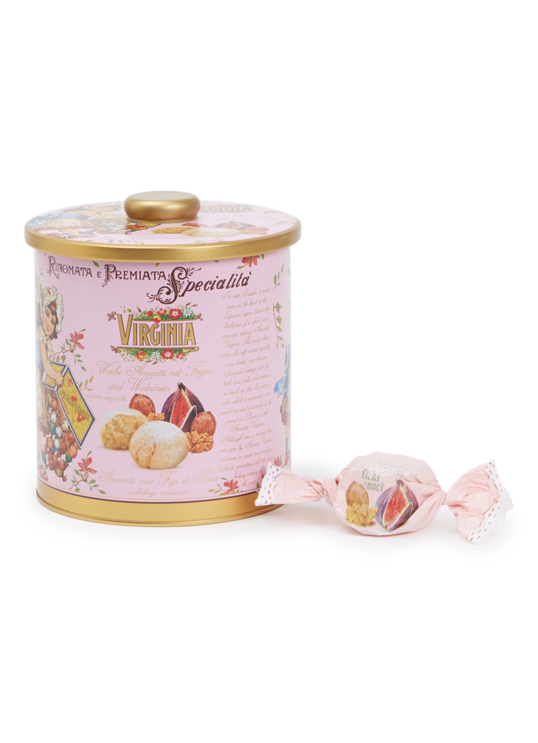 Amaretti Virginia Virginia Vijg & Walnoot Amaretti koekjes in blik 220 gram - voorkant undefined