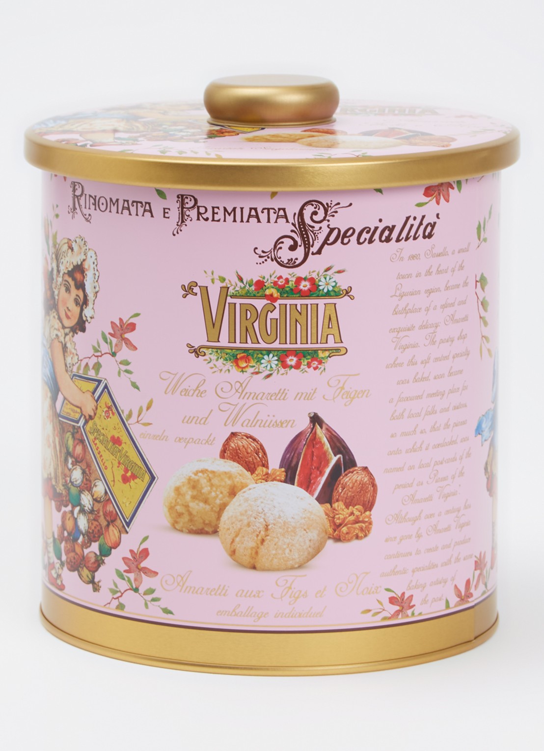 Amaretti Virginia Virginia Vijg & Walnoot Amaretti koekjes in blik 220 gram - voorkant 2 undefined