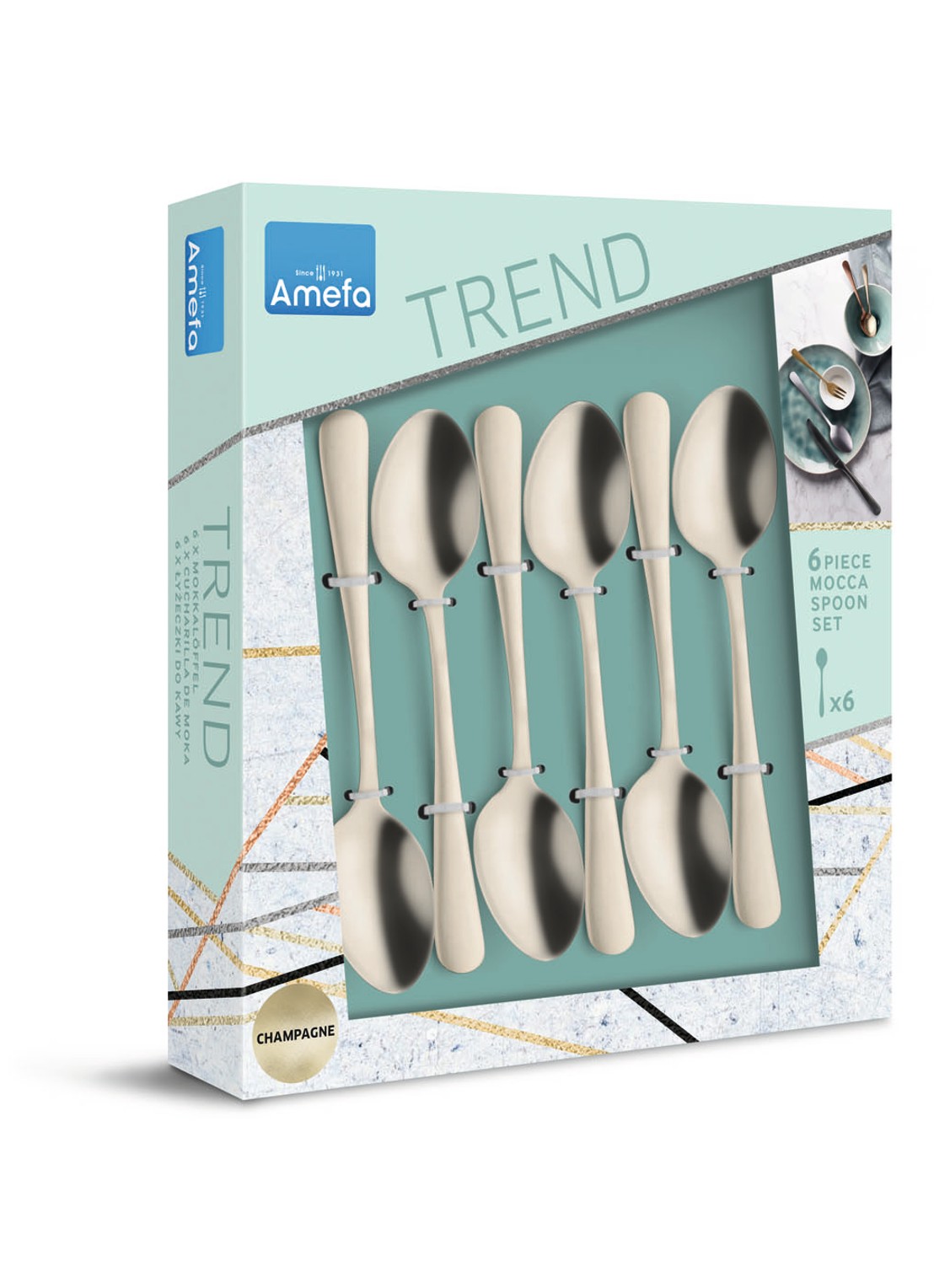 Amefa Austin lepel set van 6 - voorkant 2 goud