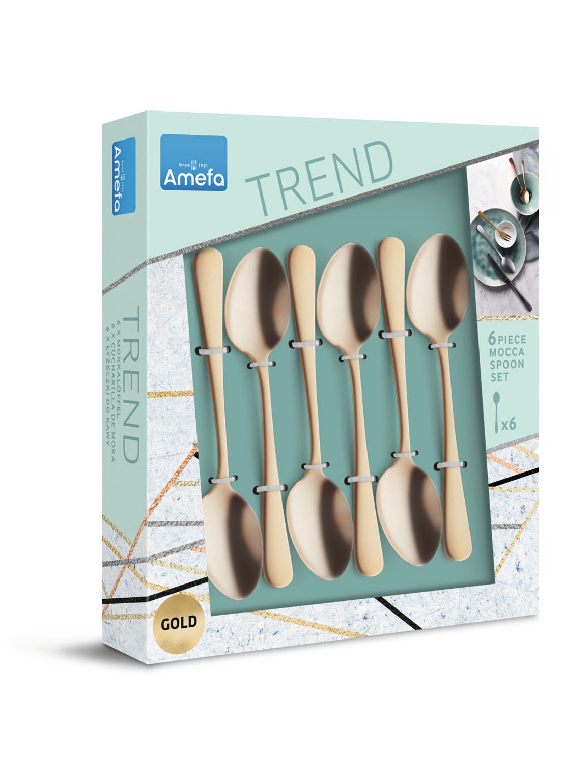 Amefa Austin lepel set van 6 - voorkant 2 goud